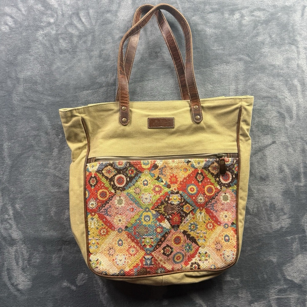 Sixtease The New Vintage Canvas Tote Bag Boho Patchwork Tapestry Brown
